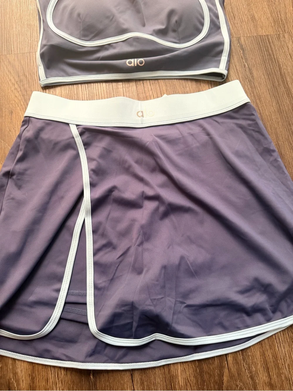 ALO Yoga Blue and White Skirt Set